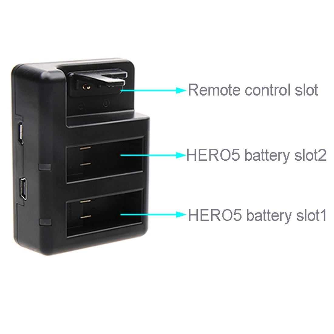 Remote Control Charger For Dual Batteries With Usb Cable For Gopro Hero7 / 6 / 5