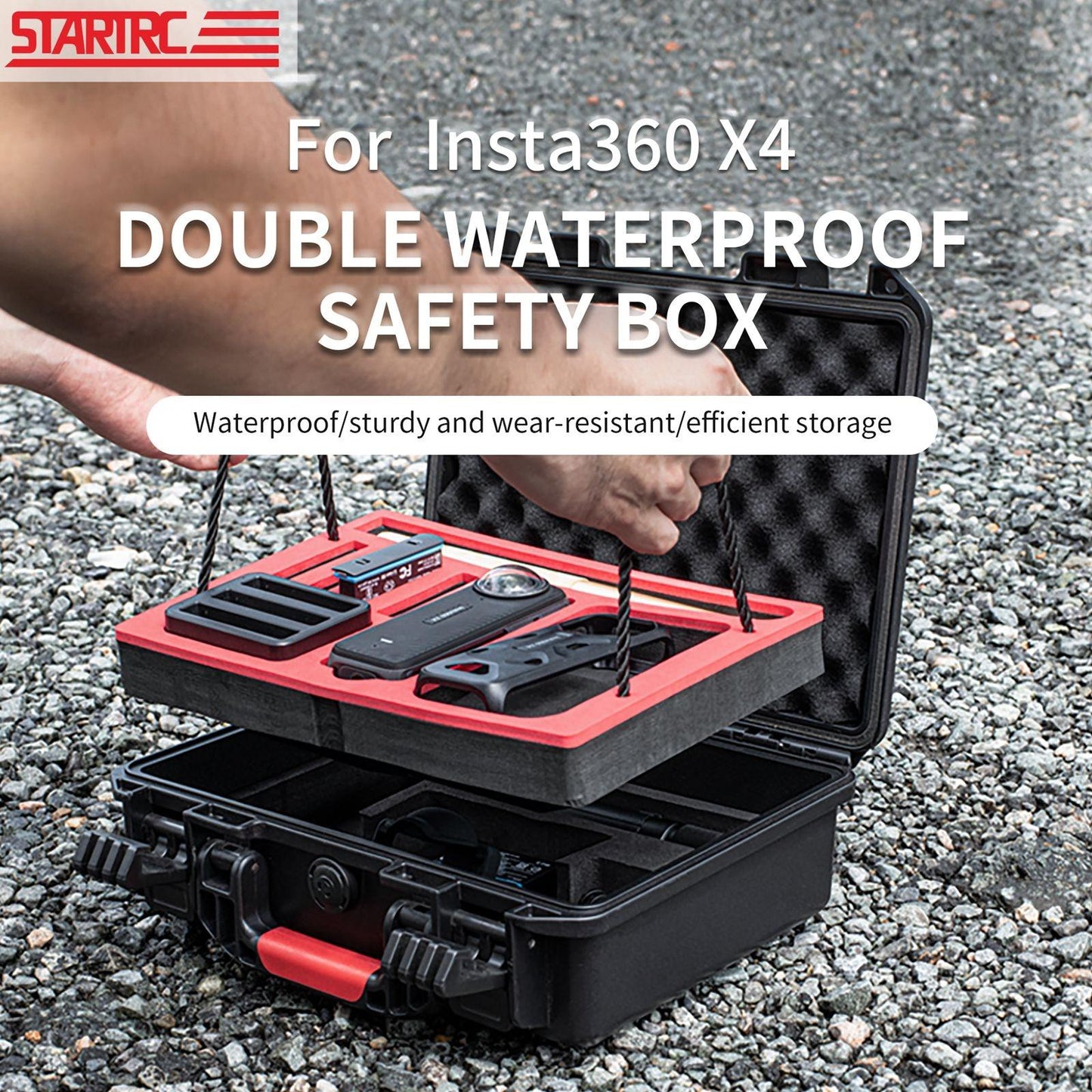 Waterproof Dual-Layer Storage Box For Insta360 X4 Startrc - Black