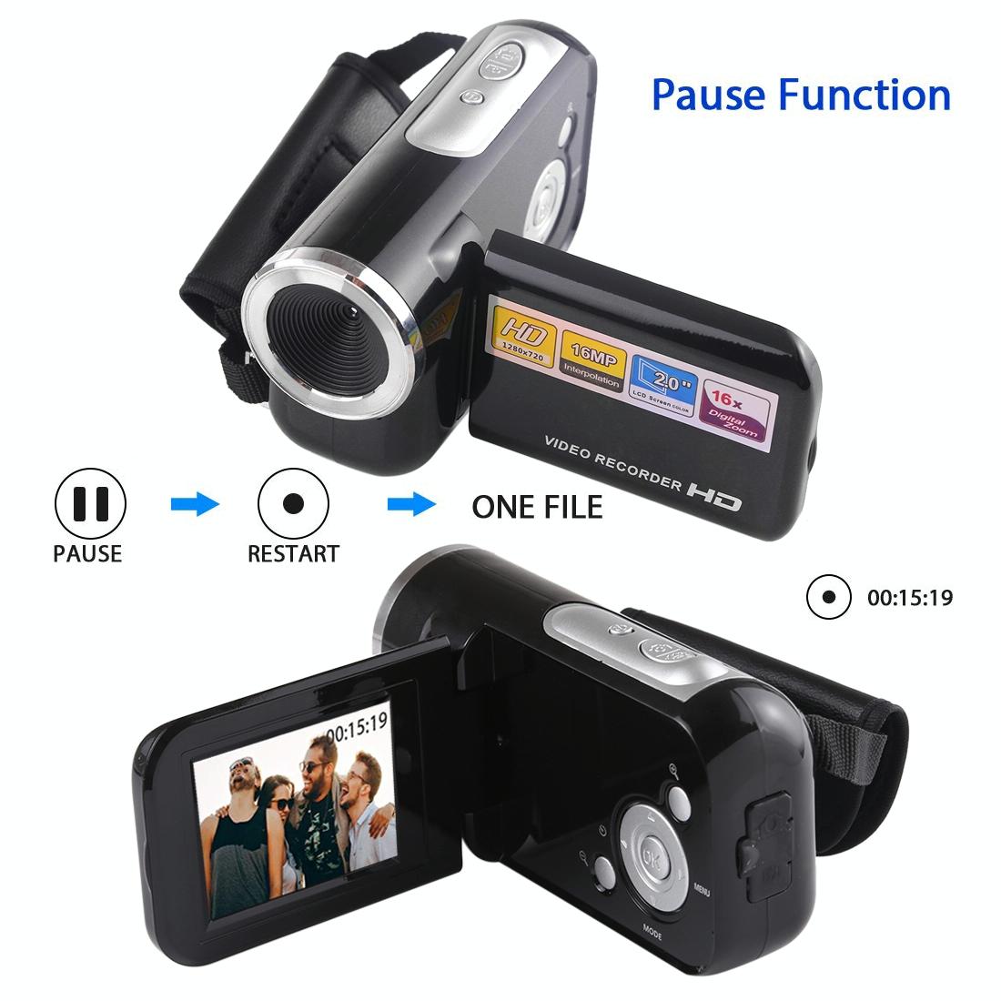 16Mp 16X Digital Video Camera With 2.0 Lcd Screen 1280X720P Hd 16X Zoom - Black