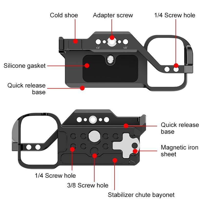 Aluminum Camera Cage For Sony Zv-E1 Stabilizer - Black