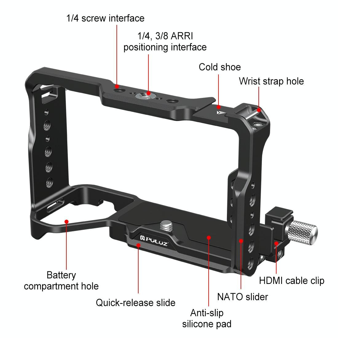 Sony A7Cm2 / 7C Ii / 7Cr Metal Camera Cage Stabilizer - Black