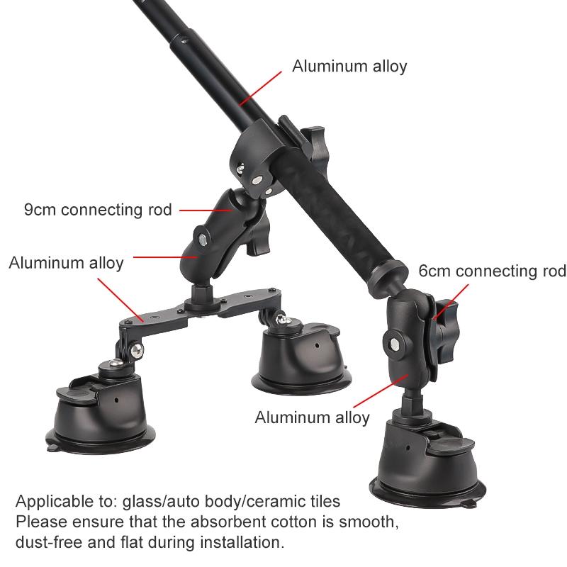 Selfie Stick Kit With Dual Leg And Single Suction Cups
