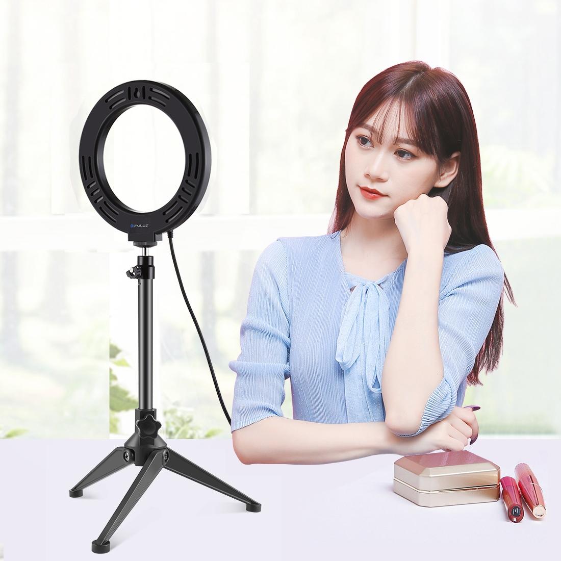 6.2 Usb Led Ring Light With 10 Modes & Desktop Tripod Mount - Black