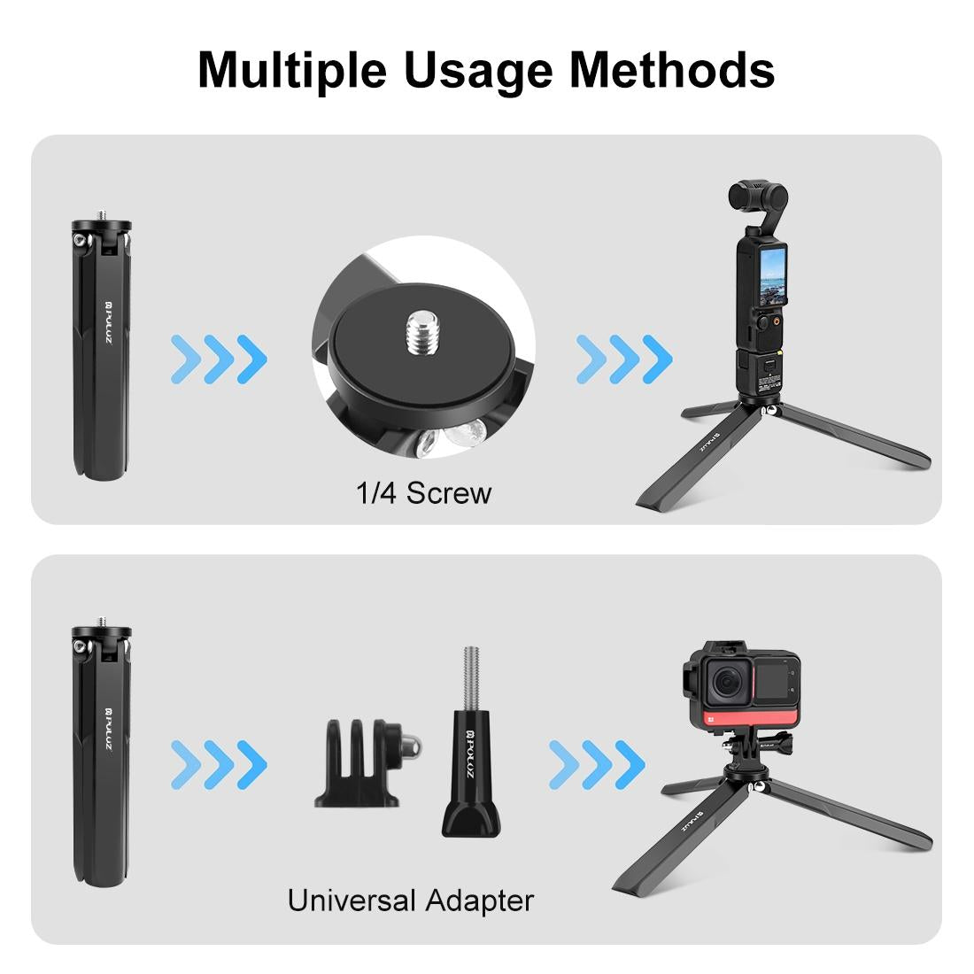 Lightweight Tripod For Dji Pocket 3 And Insta360 X4 - Aluminum Alloy