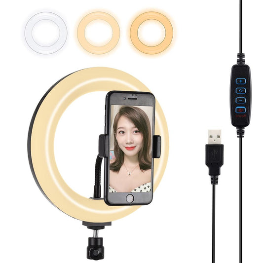 20Cm Usb Dual Colour Led Ring Light With Phone Clamp