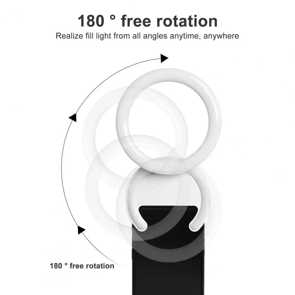 Clip-On Half-Ring Fill Light For 10Cm Mobile Phones