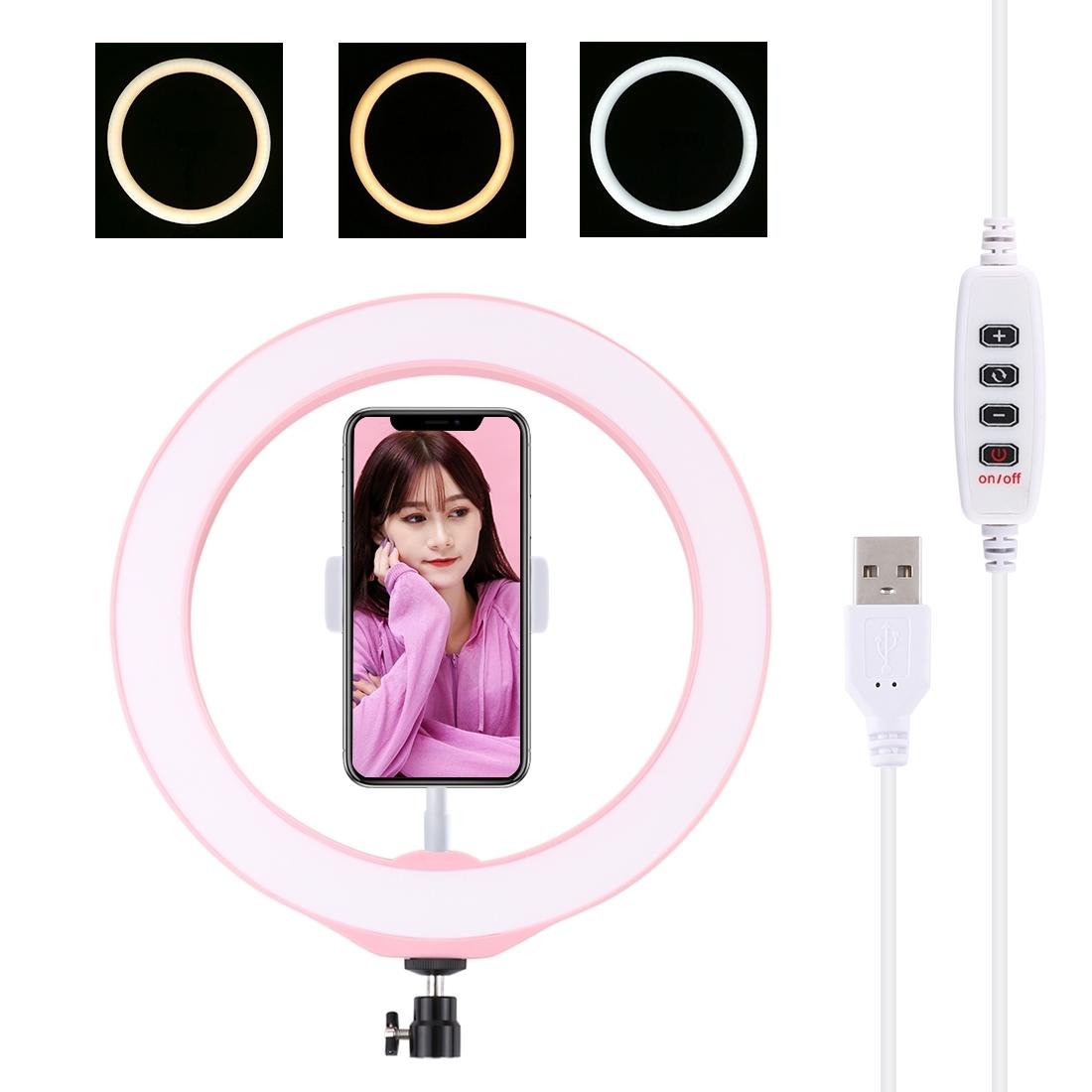 26Cm Dimmable Led Ring Light With Tripod And Phone Clamp