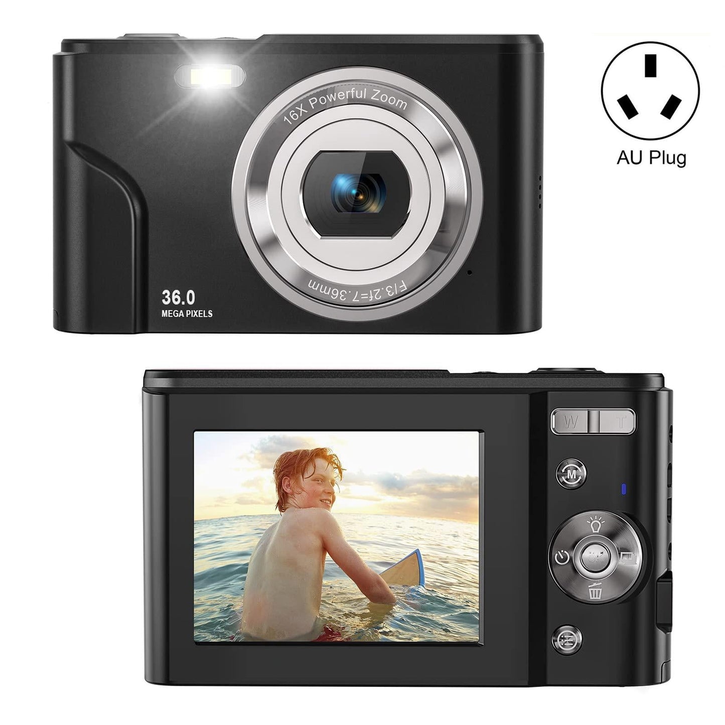 36Mp 2.7K Full Hd Digital Camera With 16X Zoom For Children - 2.4 Inch Screen