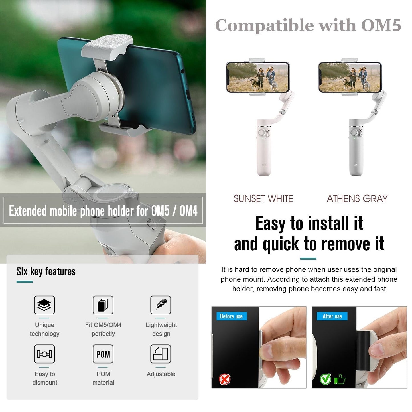 Om4 Handheld Gimbal Magnetic Buckle Expansion Bracket