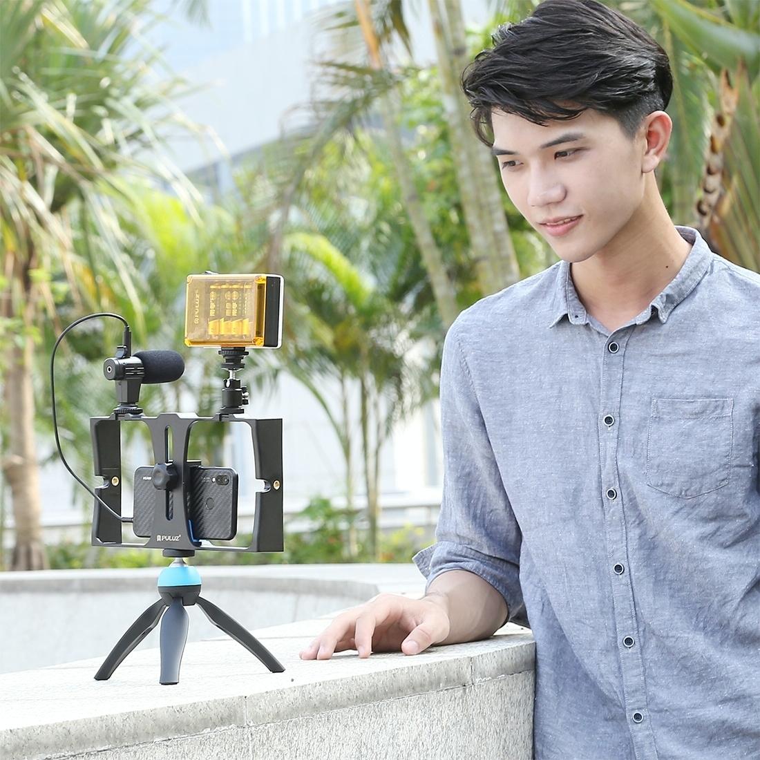 Smartphone Video Rig & Microphone Kit For Live Broadcast - Compatible With Iphone Galaxy Huawei Xiaomi Htc Lg Google And More