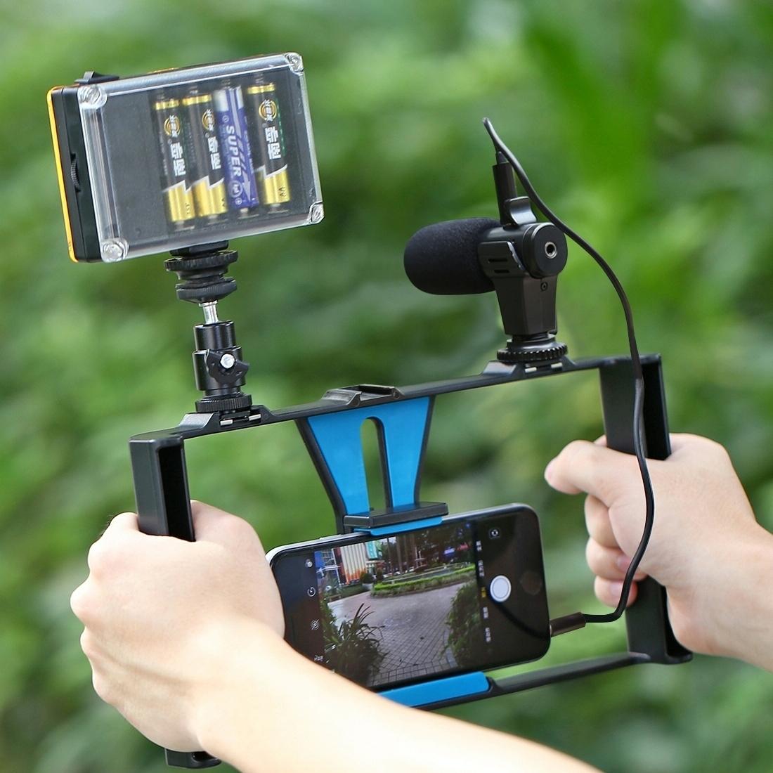 Smartphone Video Rig & Microphone Kit For Live Broadcast - Compatible With Iphone Galaxy Huawei Xiaomi Htc Lg Google And More