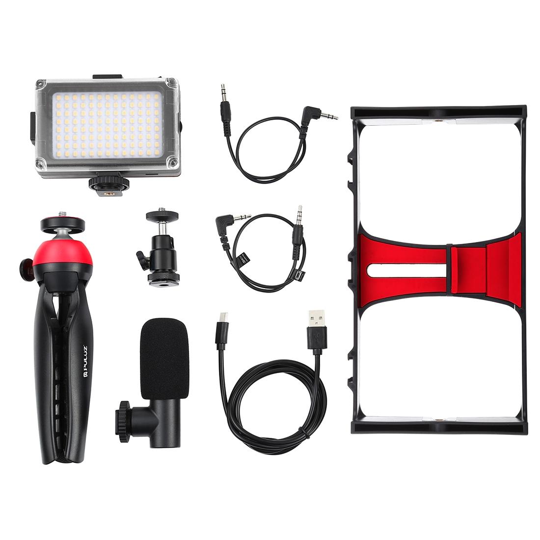 Live Broadcast Vlogging Kit With Led Light Microphone Tripod & Cold Shoe Head