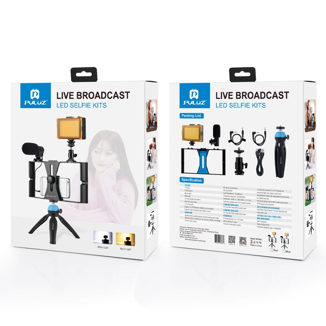 Live Broadcast Vlogging Kit With Led Light Microphone Tripod & Cold Shoe Head