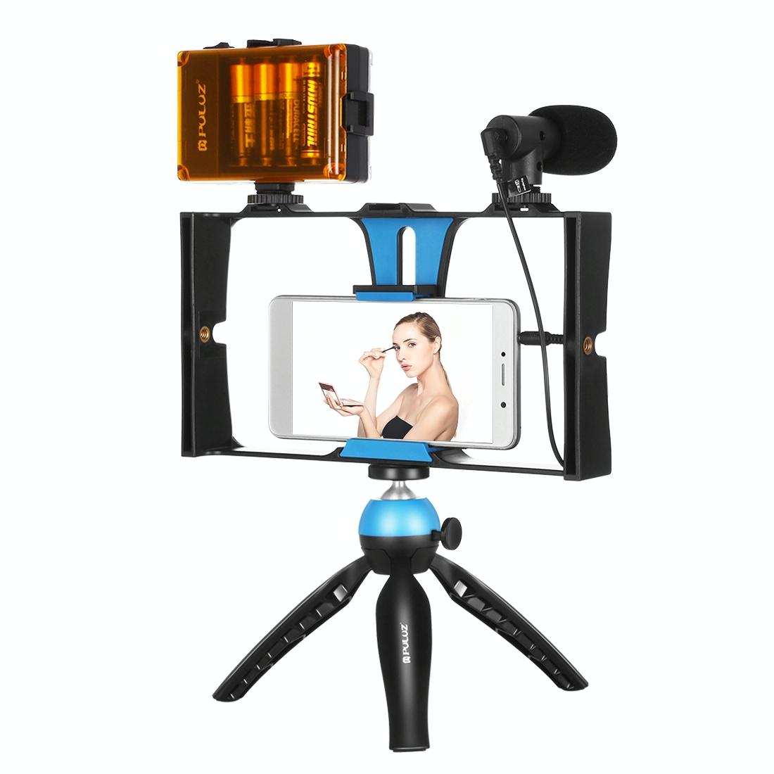 Live Broadcast Vlogging Kit With Led Light Microphone Tripod & Cold Shoe Head