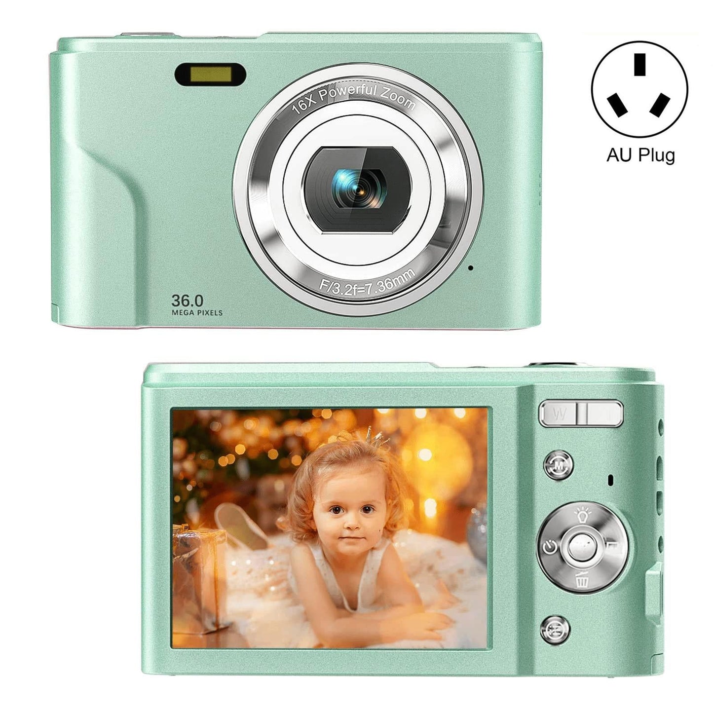 36Mp 2.7K Full Hd Digital Camera With 16X Zoom For Children - 2.4 Inch Screen