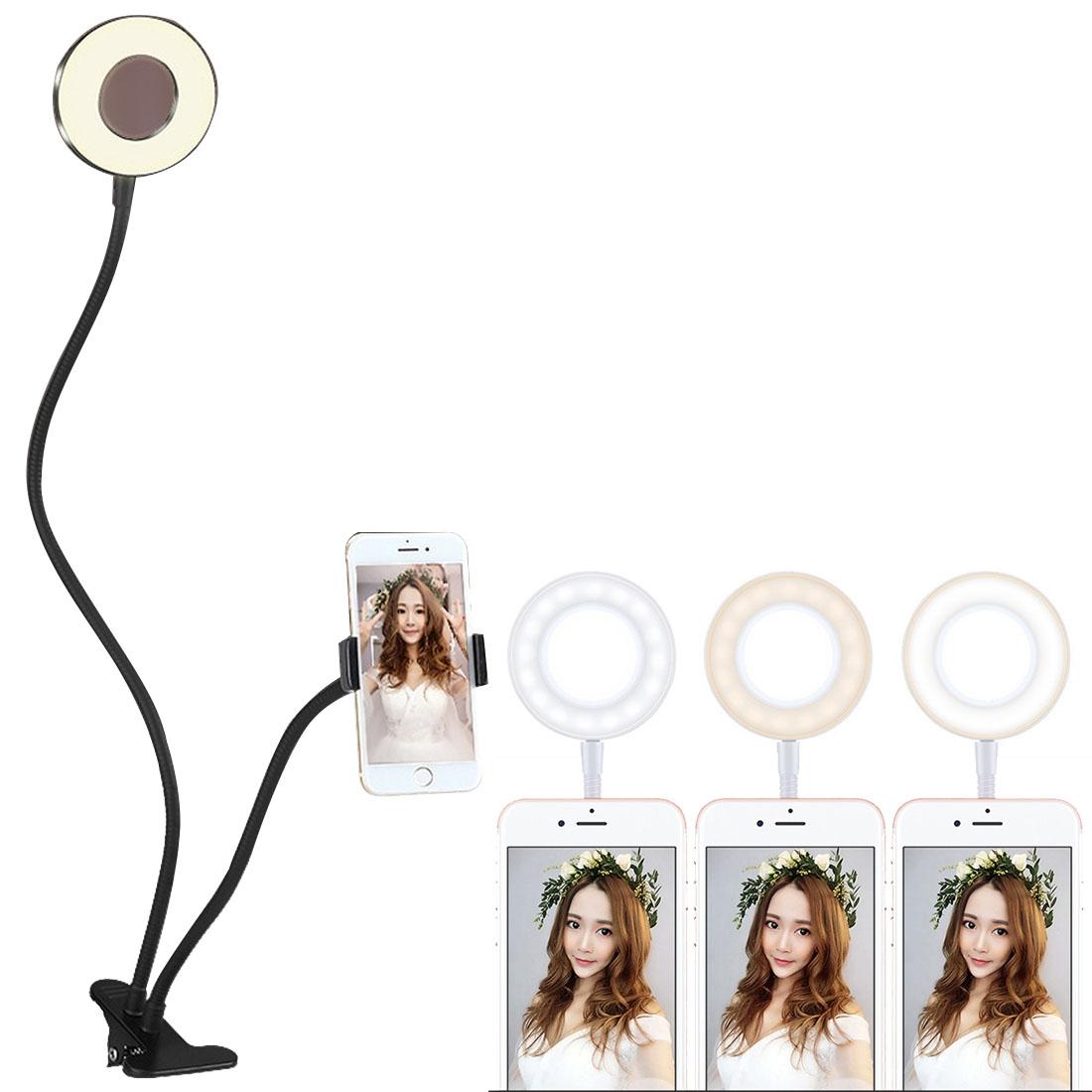 Universal Cell Phone Holder With Selfie Ring Light For Studio Recording And Live Broadcast