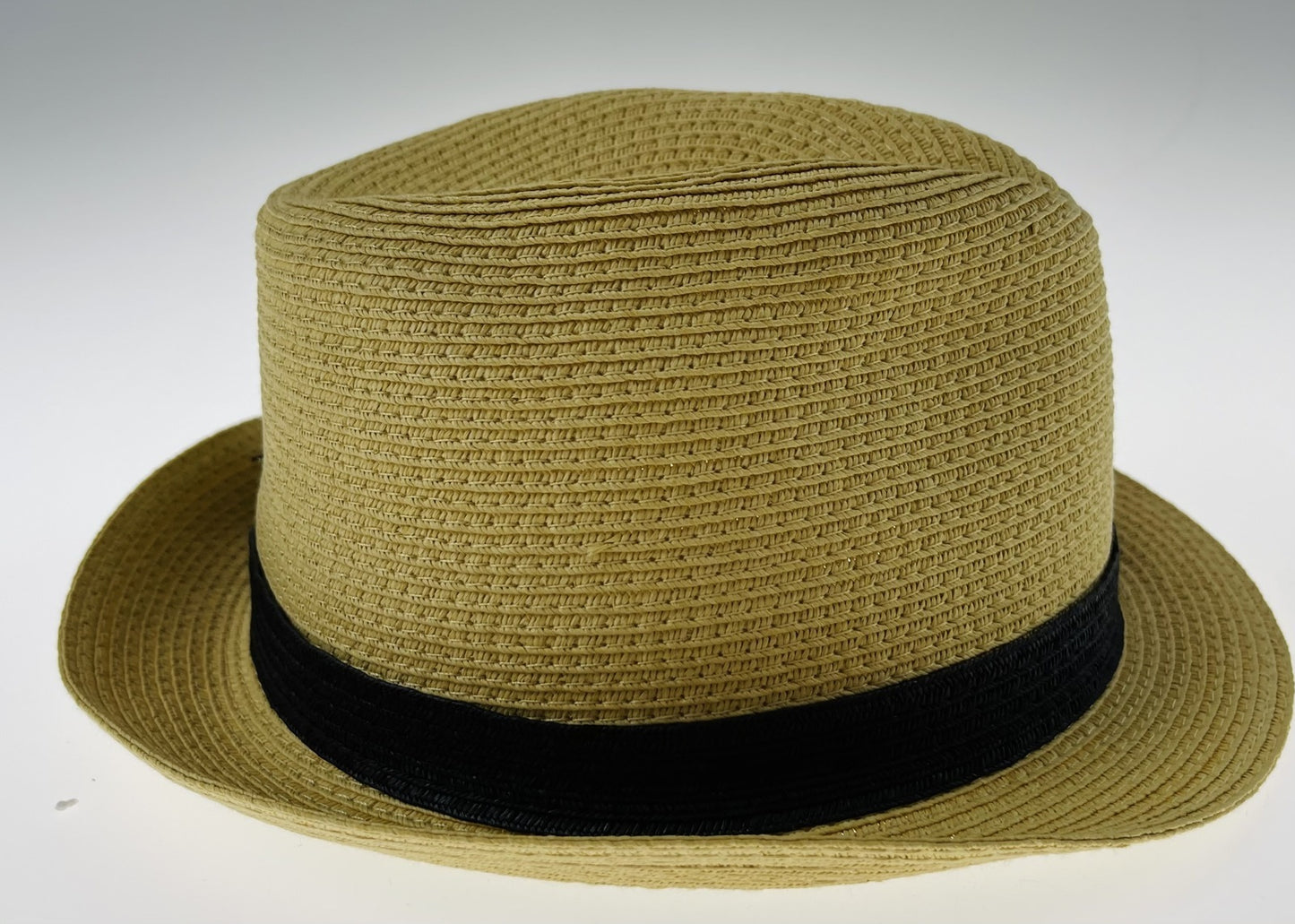 Dents Toyo Straw Trilby Fedora Hat Summer Fedora Small Brim - Natural/Black - S/M