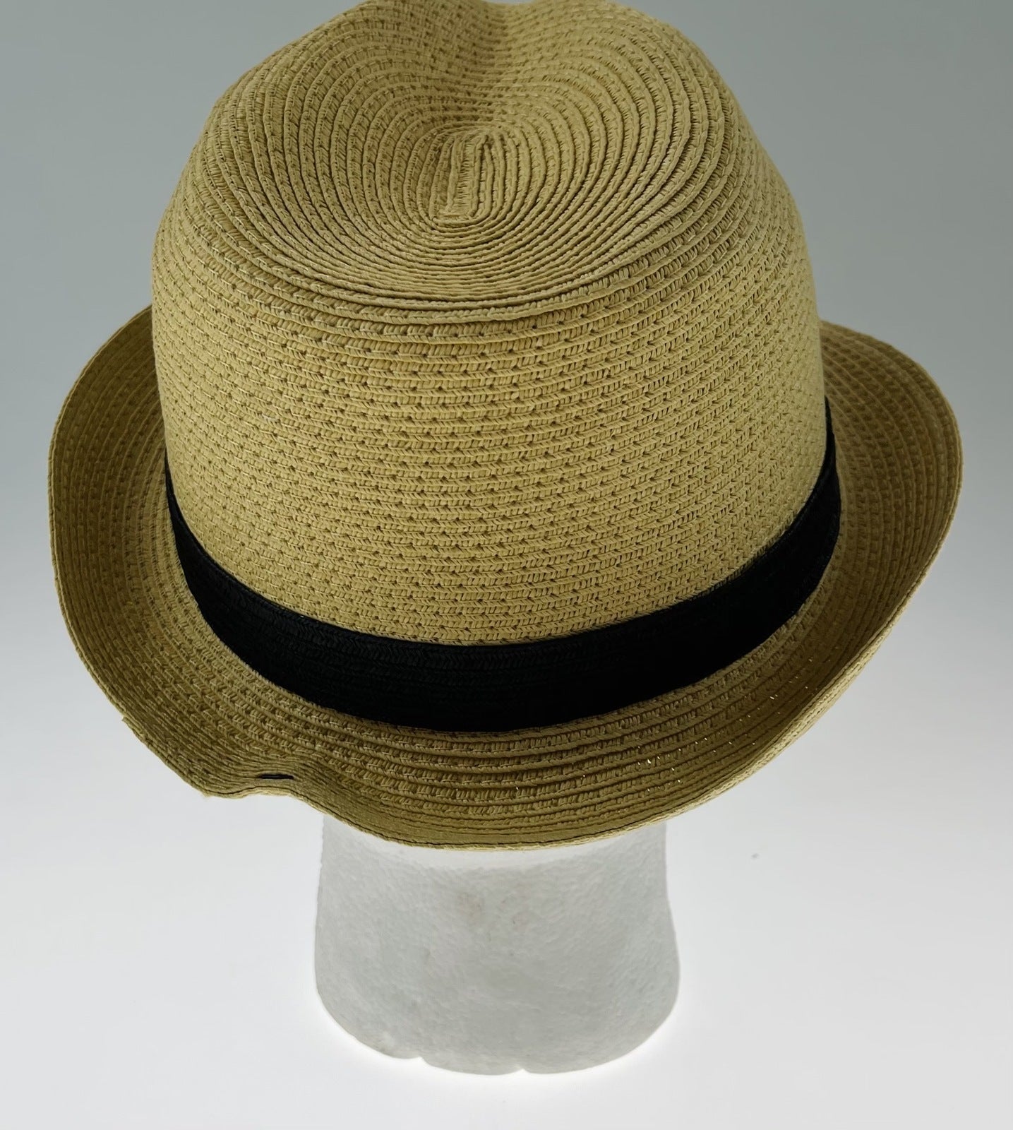 Dents Toyo Straw Trilby Fedora Hat Summer Fedora Small Brim - Natural/Black - S/M