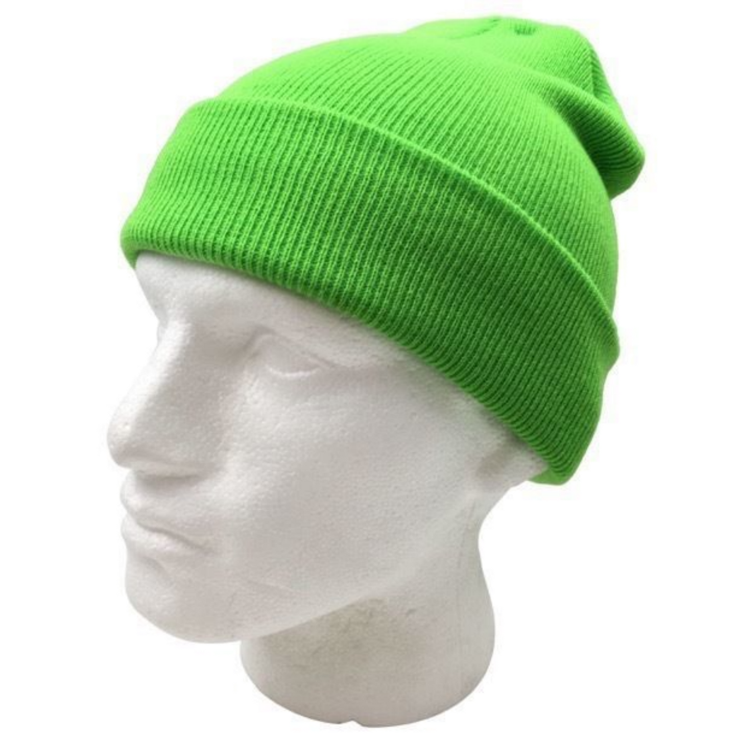 PLAIN BEANIE Unisex Mens Womens Winter Warm Hat Ski Cap Knit One Size - Fluro Green