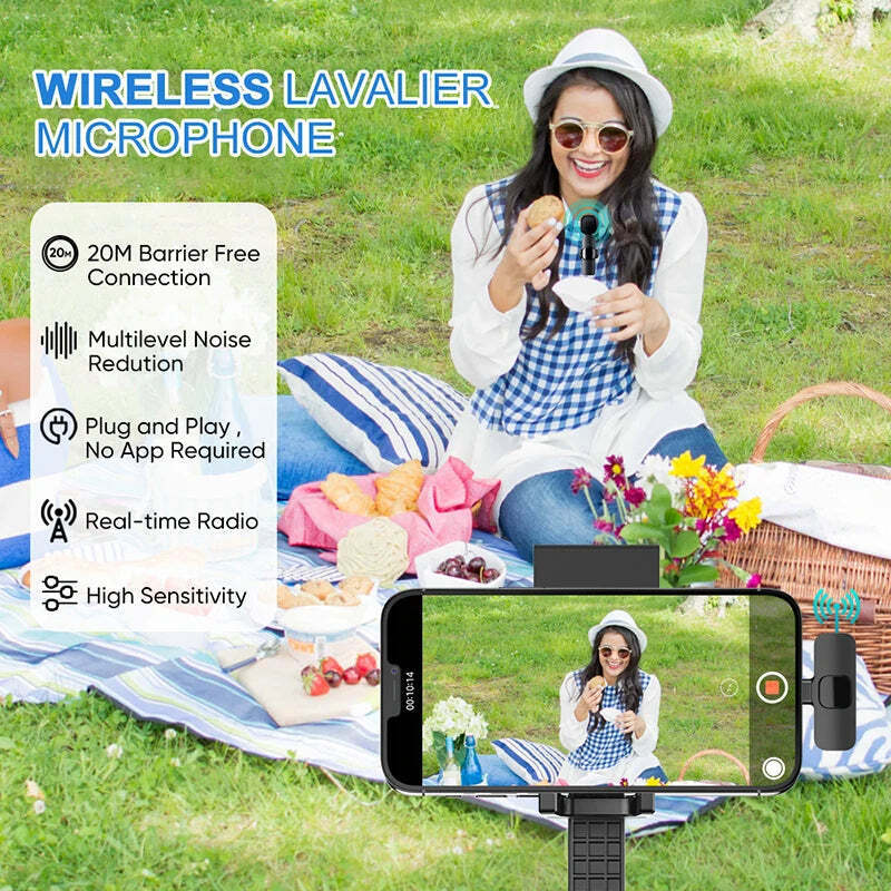 Hridz K9 Wireless Rechargeable 2 in 1 Lightning Microphone For Lightning Port Devices Recording Interview