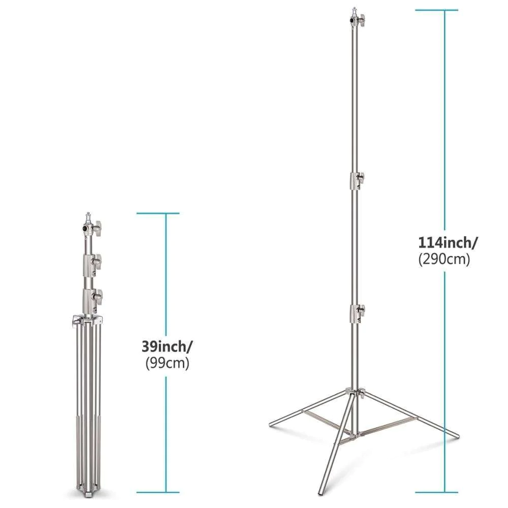 3Pcs 260cm Heavy Duty Stainless Steel Light Stand for Photo and Video