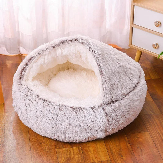 Light Brown Medium PawfectFriend Cozy Burrowing Cave Pet Bed for Dogs Cats Kitten Plush Warm Soft Sleeping Nest