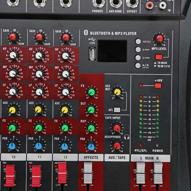 Hridz 12 Channel Mixing Console Live Studio Audio DJ Mixer Sound Board USB Interface