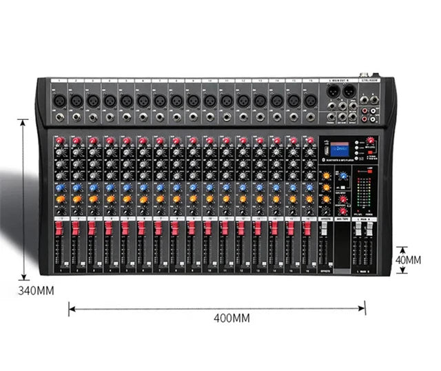 Hridz 16 Channels Audio Sound Mixer Mixing DJ Console USB with 48V Phantom Power