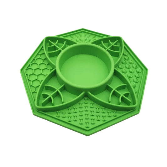 Flower Mandala Slow Feeder Lick Mat Bowl - Green