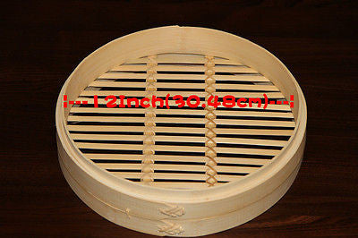 12 Inch Brand New Bamboo Steamer Set-2 Steamer Baskets With 1 Lid