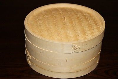 6 Inch Bamboo Steamer Set-2 Steamer Baskets With 1 Lid