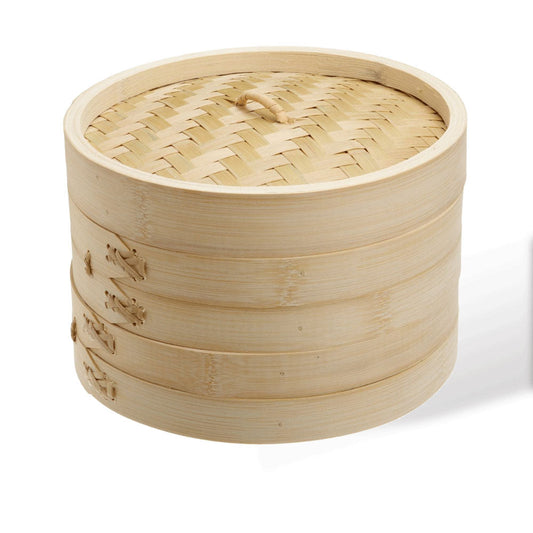 8 Inch Bamboo Steamer Set-2 Steamer Baskets With 1 Lid