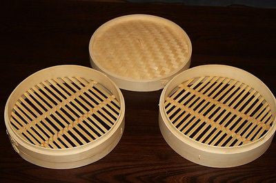 8 Inch Bamboo Steamer Set-2 Steamer Baskets With 1 Lid