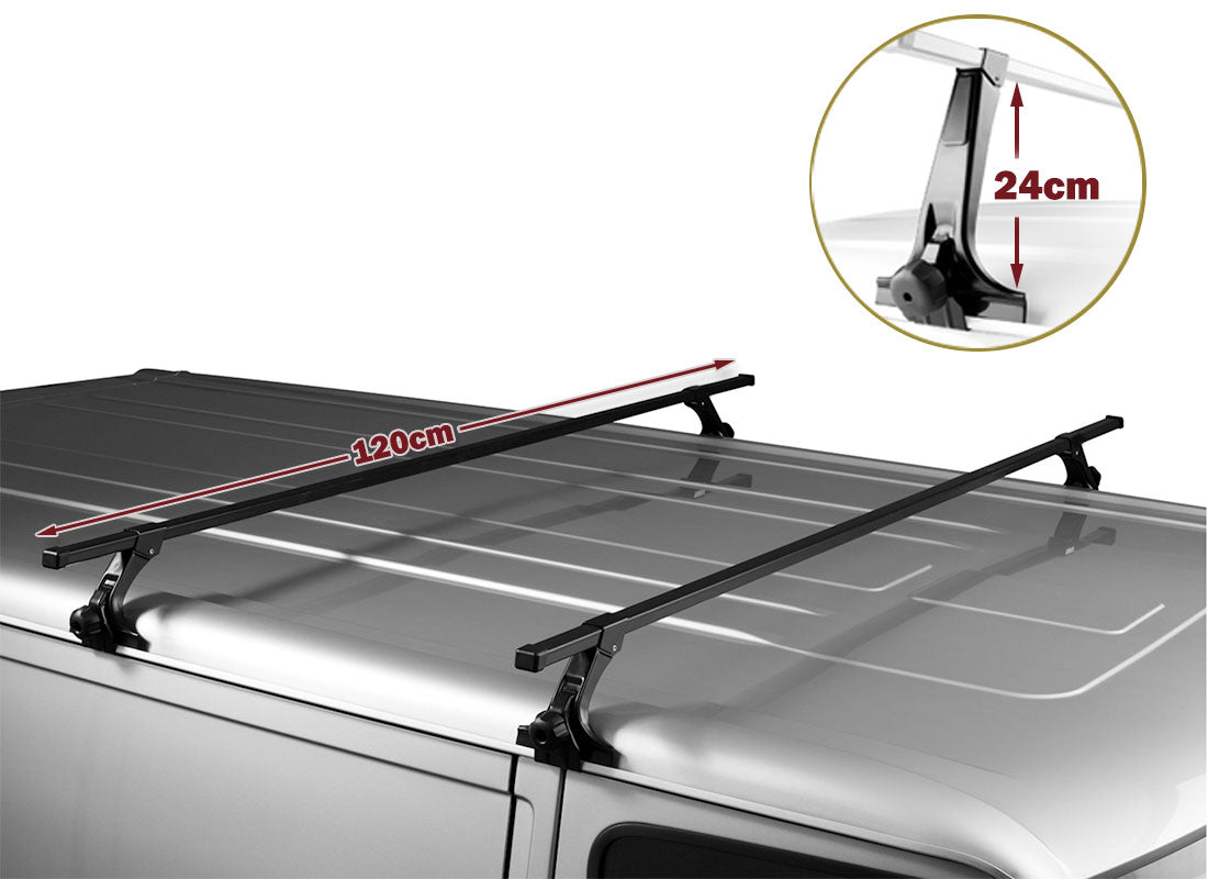 120cm Universal Rain Gutter Car Roof Rack Cross Bars Black Adjustable Brackets Large