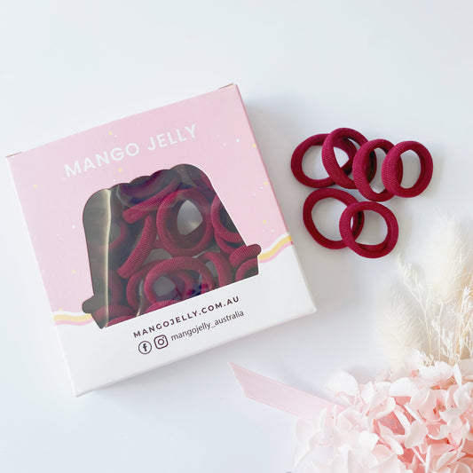 MANGO JELLY Metal Free Hair Ties (3cm) - School Colour Maroon 36P - One Pack