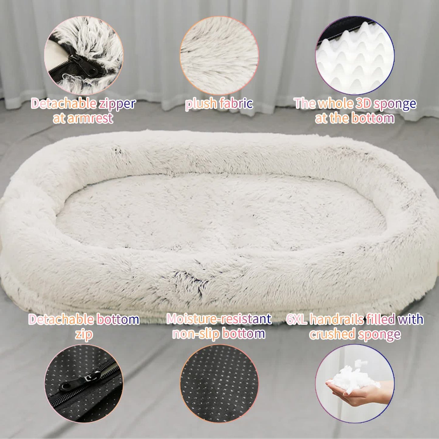 Fluffy Donut-Shaped Pet Bed- Soft, Cozy, and Anti-Anxiety for Dogs and Cats, Machine Washable  Gradient Coffee  Size:S 60*15*18cm