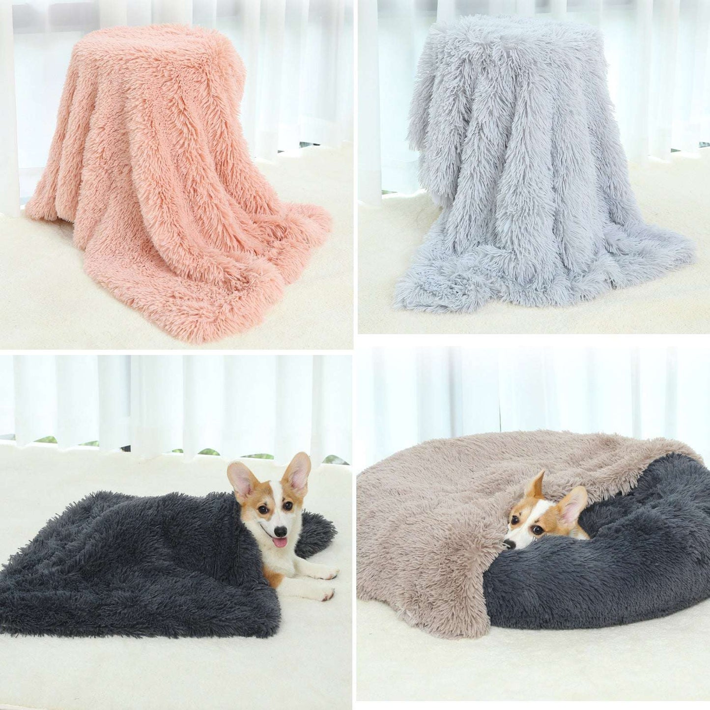 Fluffy Pet Blankets-Soft Faux Fur, Anti-Anxiety Cozy Throws for Cats and Dogs, M 80*55cm light pink