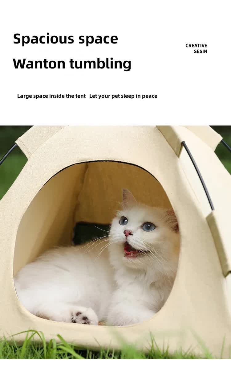 Outdoor Cat House,Pet Tent -Windproof and Dustproof Shelter for Small Pets, Grey, Size: S  35*35*30cm