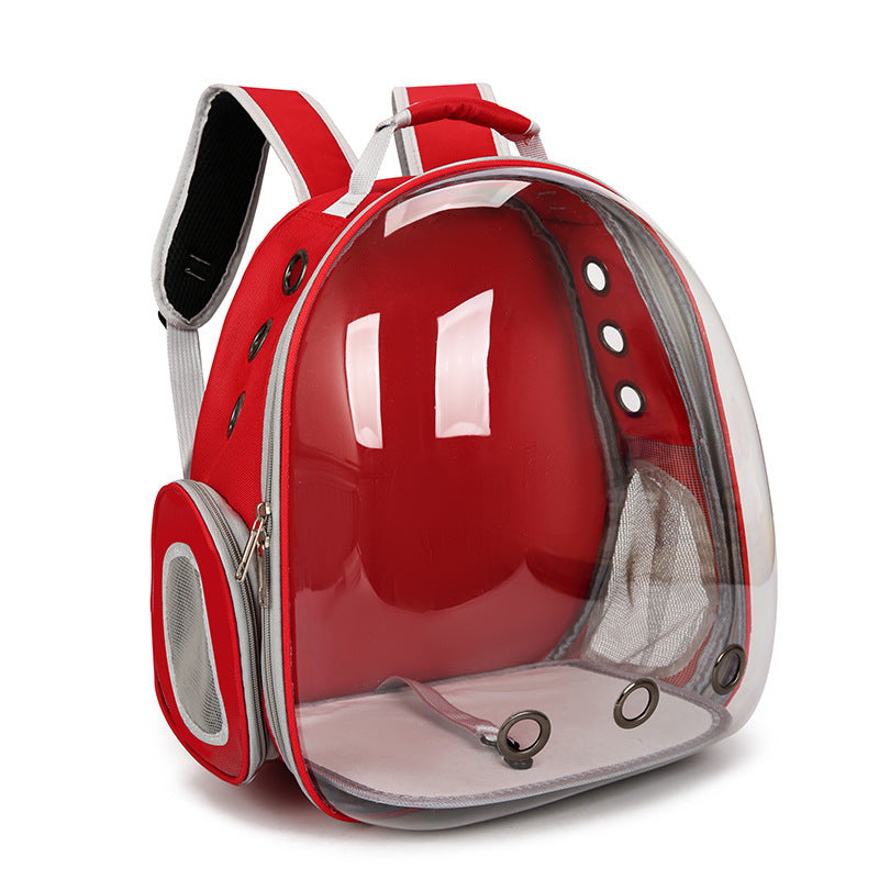 Red Pet Carrier Backpack with Transparent Window 33*18*42cm