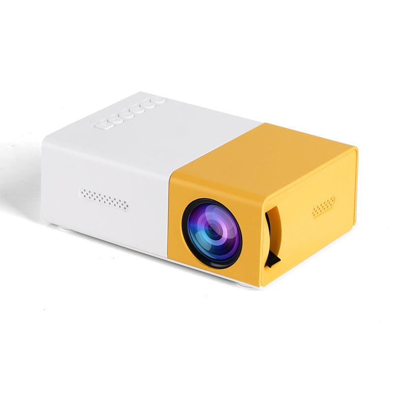 Mini Home Portable Cinema Projector - LED Compact Entertainment Projector for Movies & Gaming (White+yellow)