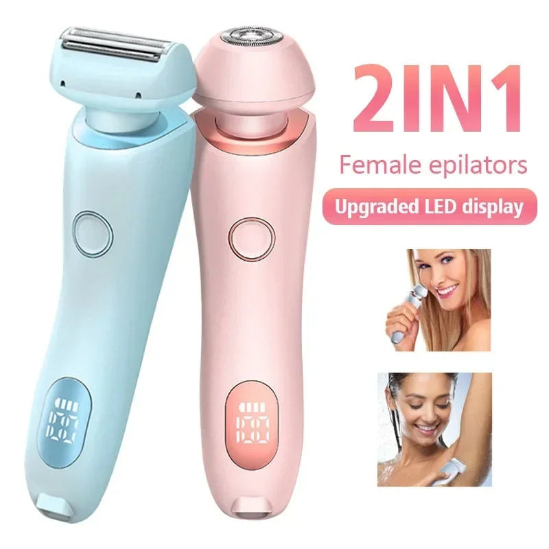 Pink 2-in-1 Electric Razor for Women - Multifunctional Rechargeable Hair Removal Shaver