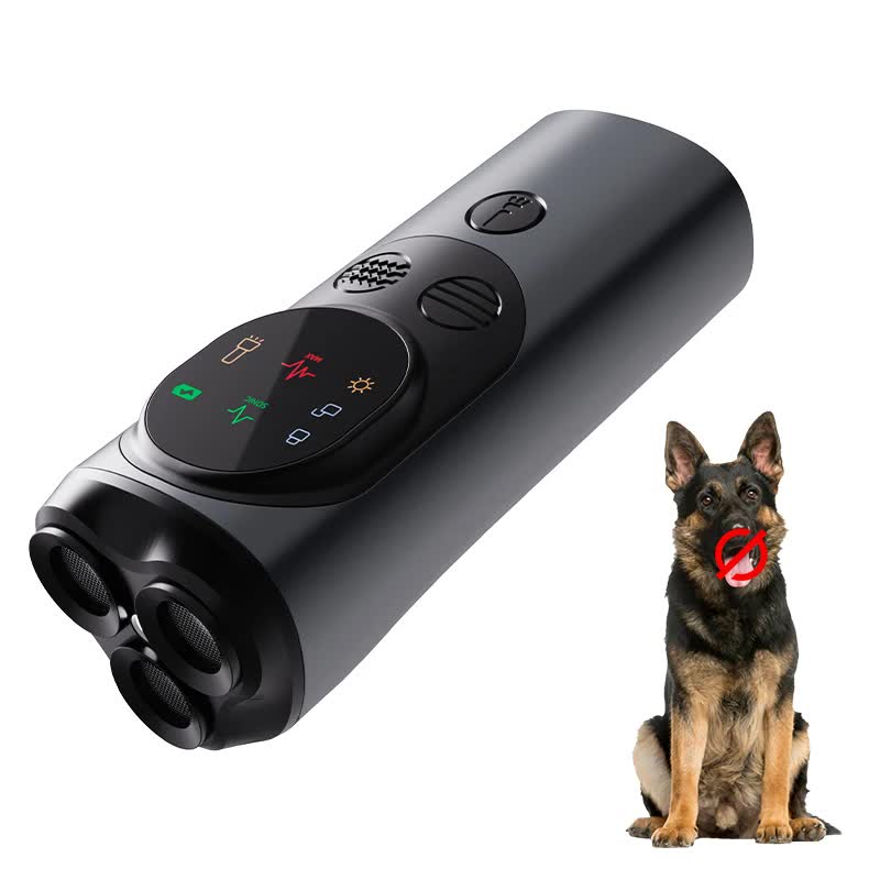 P10 Black Ultrasonic Dog Repellent Device - Dual-Mode Flashlight and U ...