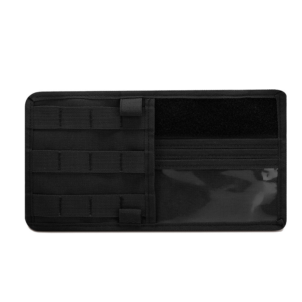 Black Car Sun Visor Organizer - Tactical Molle Storage Panel with Multi-Pocket Design