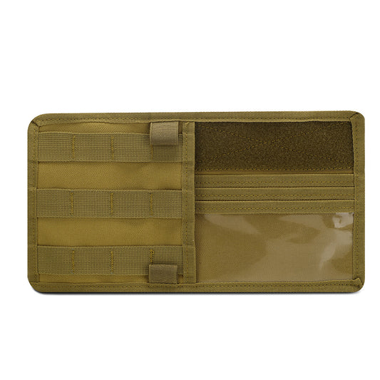 Khaki Car Sun Visor Organizer - Tactical Molle Storage Panel with Multi-Pocket Design