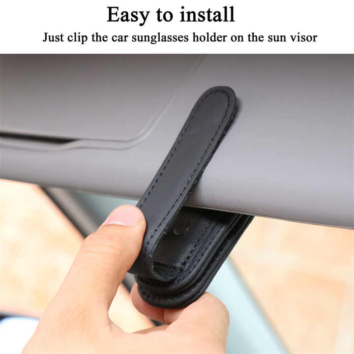 2pcs Grey Car Sun Visor Glasses Holder - Universal Sunglasses Clip for Secure Storage