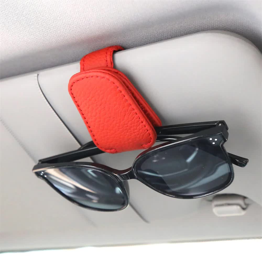 2pcs Red Car Sun Visor Glasses Holder - Universal Sunglasses Clip for Secure Storage