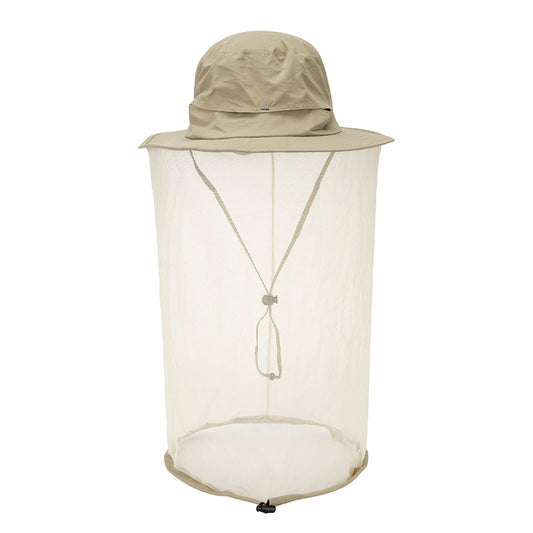 Beige Outdoor Mosquito Net Hat - Sun Protection and Insect Repellent Bucket Hat