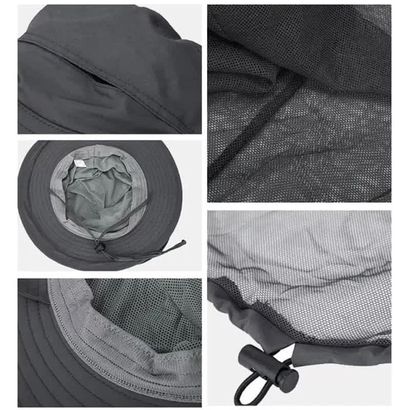 Black Outdoor Mosquito Net Hat - Sun Protection and Insect Repellent Bucket Hat