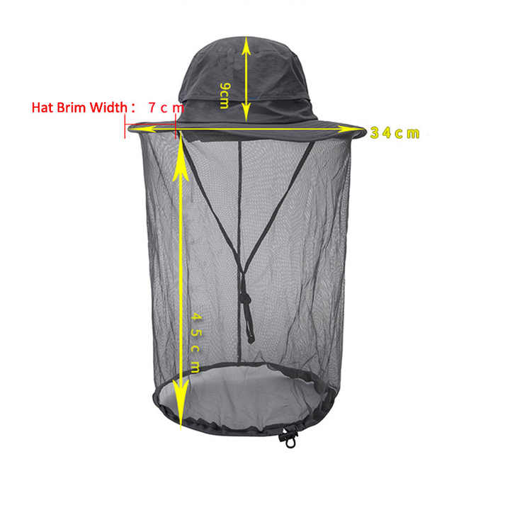 Navy Blue Outdoor Mosquito Net Hat - Sun Protection and Insect Repellent Bucket Hat