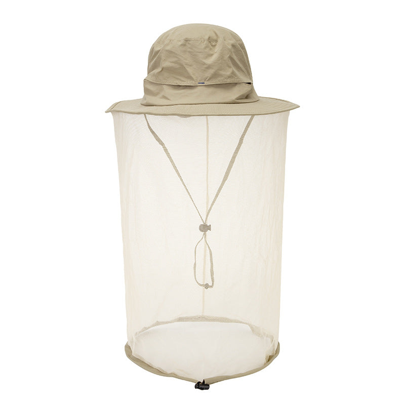 Yellow Outdoor Mosquito Net Hat - Sun Protection and Insect Repellent Bucket Hat